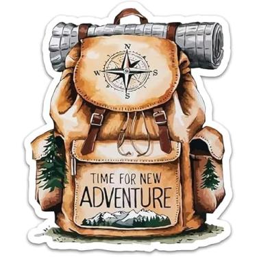 Imagem de Time for New Adventure Caminhadas Mochila Vinil Adesivo (12,7 cm) Adesivos de Aventura para Laptops Carros Para-choques Janelas Veículos Automotivos Vans Caminhões