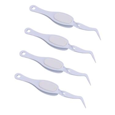 Imagem de GLOGLOW Tweezers Artesanais Curvas, Metal e Plástico de Plástico, Design de Garra Reversa Robusta, Ponta Pontual Ponta -pinça 4pcs para Fabricação de Jóias