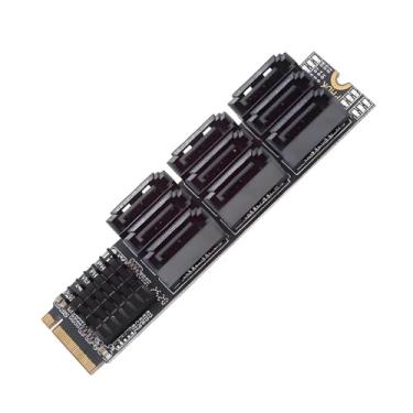 Imagem de Xiwai NGFF NVME M-Key PCI Express M.2 para SATA 3.0 6Gbps 9 portas conversor adaptador cartão de extensão de disco rígido 2280 para computador NAS