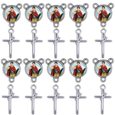 Imagem de Crucifixo + Entremeio Santo Expedito 40 Peças para terço - Tudo Em Met