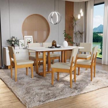 Imagem de Conjunto Sala de Jantar 6 Lugares Oval Tampo MDF Mesa Filadélfia Cadei