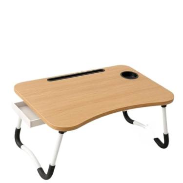 Imagem de Mesa para Notebook Mesinha para Computador Portátil Cama para estudos com Gaveta Dobravel(Mesa Marrom COM Gaveta)