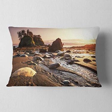 Imagem de Designart Olímpico National Park Coast' Seashore Throw Lombar sala de estar, sofá, almofada de alta qualidade + capa de almofada impressa em ambos os lados 30,5 x 50,8 cm