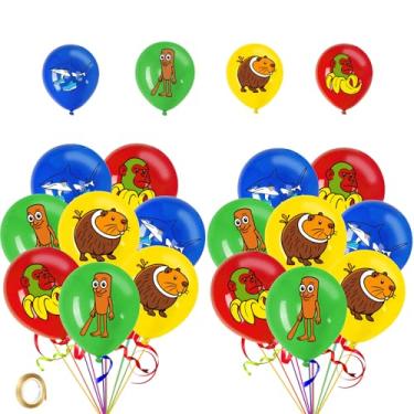Imagem de Balões italianos Brainrot para decoração de festa de aniversário, balões de tubarão Tralalero, Capivara Tung Sahur tema animal para festa infantil