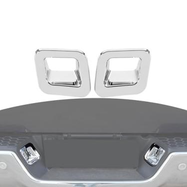 Imagem de JOSHELA Capa de acabamento de luz para placa de licença traseira para Dodge RAM 2010-2017, acessórios externos cromados, 2 peças