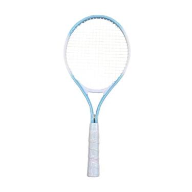 Imagem de KiBcsLic Raquete de tênis infantil, ferramenta esportiva para remo, raquete de tênis profissional, treinamento solo para jardim, quintal, exercícios de verão, Azul
