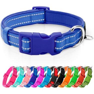 Imagem de Coleira de neoprene refletiva azuza acolchoada para cães pequenos