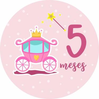 Imagem de Painel de Lona Redondo Mesversário Aniversário de 5 Meses Menina - Fab
