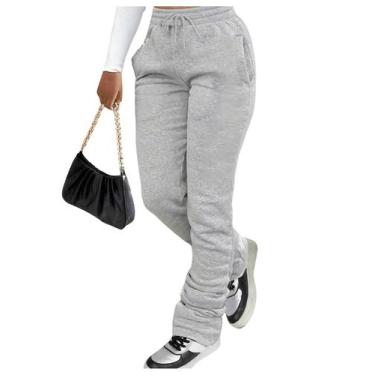 Imagem de Calça de moletom GORGLITTER Stacked Baggy Y2K com cordão cinza para mu