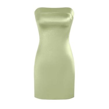 Imagem de Vestido ZAFUL Tube Satin Mini Bodycon sem encosto para mulheres