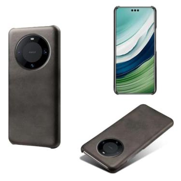 Imagem de Capa para Huawei Mate 60 PRO,Proteção contra quedas,Casca de volta de cor sólida simples,Design de couro de imitação de plástico-Black