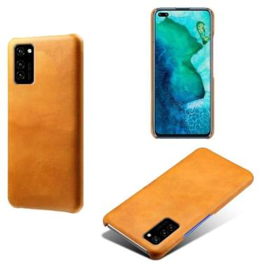 Imagem de Capa para Honor V30,Proteção contra quedas,Casca de volta de cor sólida simples,Design de couro de imitação de plástico-Orange