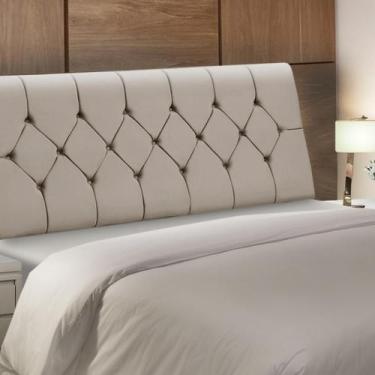 Imagem de Cabeceira Baú de Cama Box Madeira Estofada Casal Madri - D'Julia, Bege