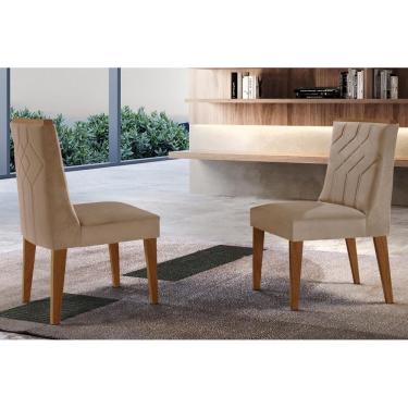 Imagem de Kit 2 Cadeiras Sala Jantar Nevada 2 Un Imbuia-Capuccino/Suede Capuccino - Rufato