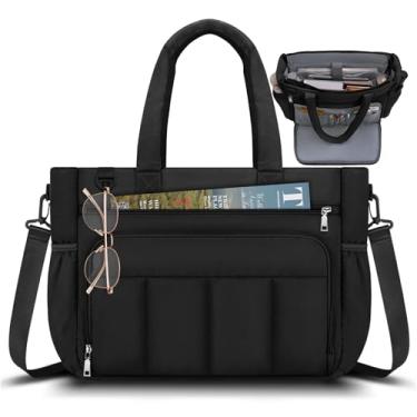 Imagem de RAINSMORE Sacola feminina, bolsa de mão leve de 15,6 polegadas com compartimentos bolsa de ombro para viagem, trabalho, academia