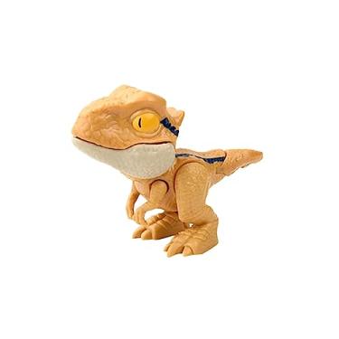 Imagem de Luwecf Brinquedo de Dinossauro Mordedor de Dedo, Fantoche de Dinossauro de Mão com Articulações Flexíveis, Figura de ação Interativa para Enchimentos de Cest, Velociraptor amarelo