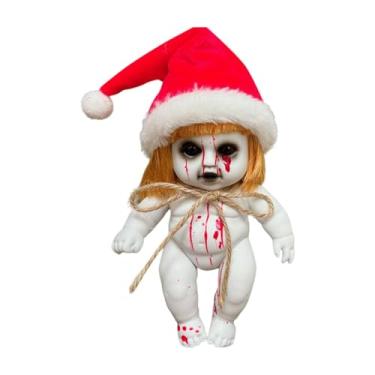 Imagem de TTETTZ Boneca Assombrada Bonecas Assustadoras Penduradas Susto Terror Decoração Brinquedo Halloween Boneca Assustadora para Decoração de Halloween Adereço, Menina Santa Grande