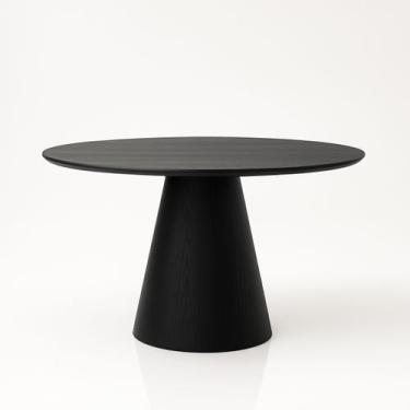 Imagem de Mesa de Jantar Cone Redonda 110 cm Base Madeira Ébano Tampo Ébano - Li