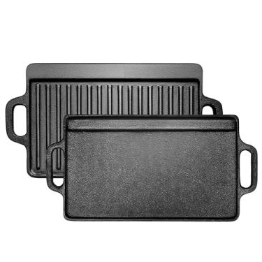 Imagem de Chapa, Chapa de Ferro Fundido para Fogao, 23 * 45cm, Grill para Fogão e Indução, Duas Maneiras de Usar,