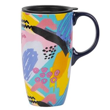 Imagem de Topadorn Canecas de cerâmica porcelana latte xícara de chá caneca de café com caixa de presente, 500 ml. Abstrato