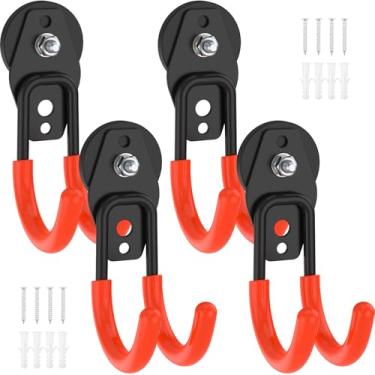 Imagem de LZVXTYM Pacote com 4 ganchos magnéticos de garagem, ferramentas magnéticas grandes e resistentes e ganchos utilitários com revestimento de borracha antiarranhões, cabide utilitário de montagem na