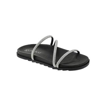 Imagem de Sandália Feminina Slide Strass Papete Rasteira Flatform (Preto, BR, Adulto, Numérico, 36)
