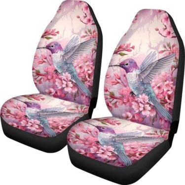 Imagem de Capas de assento de carro INSTANTARTS Hummingbird Cherry Blossom 2 uni