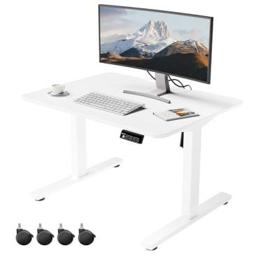 Imagem de ERGOMAKER Mesa ajustável de baixa altura com rodas bloqueáveis, levanta 48 cm a 75 cm, 80 cm x 59,9 cm mesa elétrica pequena com placa de emenda para escritório doméstico e pessoas baixas (moldura