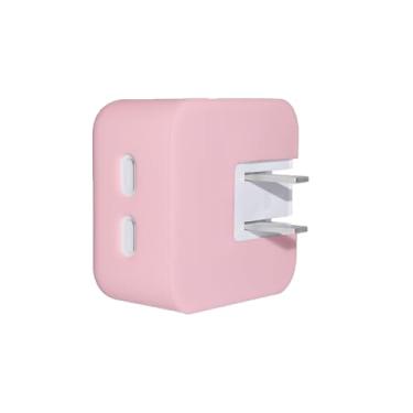 Imagem de YSCLBAHUKE Capa de carregador de silicone macio com porta USB-C dupla de 35 W - compatível com MacBook Air de 13,6/15 polegadas (chip M3 M2 2024-2023) - capa protetora com adaptador de energia, rosa