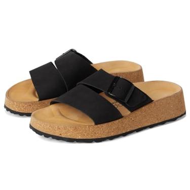 Imagem de Birkenstock Sandália plataforma feminina Papillio Almina - Nubuck, Preto, 9-9.5 Narrow