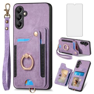 Imagem de Asuwish Capa de telefone para Samsung Galaxy A15 5G capa carteira com protetor de tela de vidro temperado e alça de pulso RFID suporte de cartão de crédito anel acessórios de celular A 15 4G 15A