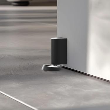 Imagem de Cavo | Batente de porta magnético, trava de porta resistente projetada para montagem no chão e na parede, suporte magnético moderno, batente de porta de cobre durável, pacote com 2 (preto fosco)