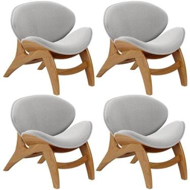 Imagem de Kit 4 Poltronas Decorativa Orgânica Sala Living Kadosh L02 Bouclê Cinz
