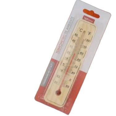 Imagem de Termômetro Parede Tempo Madeira Interior Casa Sauna Graus