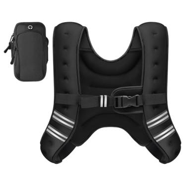 Imagem de GEEBOBO Colete pesado para mulheres e homens, 3,6 kg/5,4 kg/7,3 kg/9,1 kg/11,3 kg/13,6 kg, peso feminino ajustável para caminhada, treinamento de força, corrida, 13,6 kg, preto