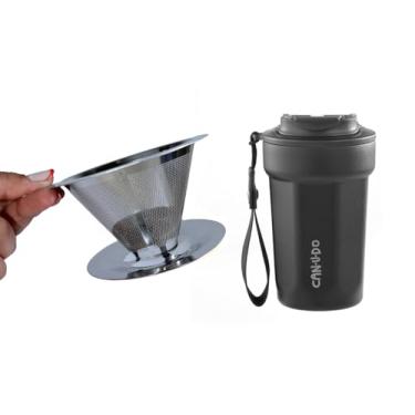 Imagem de Kit Let's Coffee Duo – Copo Térmico de Inox com Tampa + Filtro de Café de Inox P