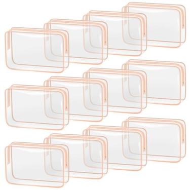 Imagem de Bolsa de maquiagem TISRATOK Clear para mulheres com zíper rosa-alaranj