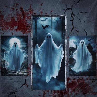 Imagem de Conjunto de capas de portas de janela de Halloween Fanfanwin Ghost 180