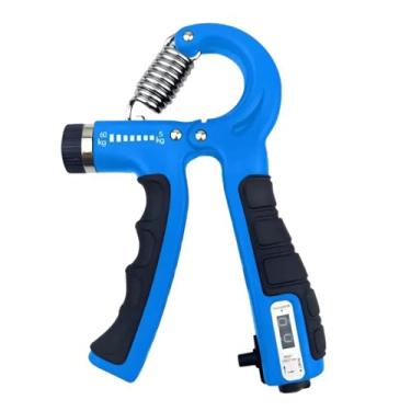Imagem de Hand Grip Ajustável com Contador Automático, Exercitador de Mão e Antebraço 5–60kg para Treino de Força e Fitness (Azul e Preto)