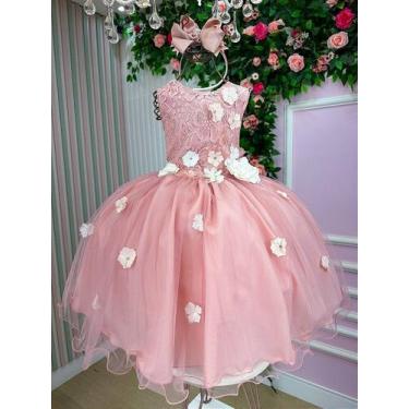 Imagem de Vestido Infantil Daminha Regata Flores Rose - Tecido Tecnosport - Fabu