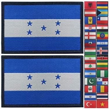 Imagem de JBCD Pacote com 2 emblemas da bandeira de Honduras, emblema tático da bandeira do orgulho para roupas, chapéu, equipe militar