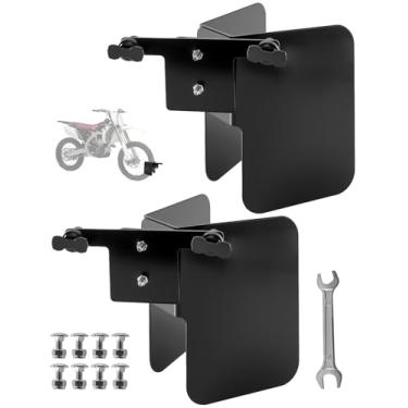 Imagem de Pacote com 2 calços de roda de reboque de motocicleta em L para serviço pesado, serve para pneus de 5 a 15 cm, pneu de bicicleta suja para montagem em parede em L para reboque fechado em garagem, aço