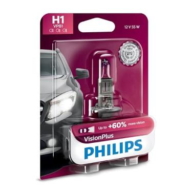 Imagem de Lâmpada de farol Philips H1 VisionPlus com até 60% mais visão, 1 pacote