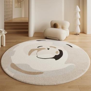 Imagem de Tapetes estilo creme para sala de estar, macios e fofos, redondos, decoração de quarto, penteadeira de luxo, tapete grosso e felpudo (160x160 cm/L)