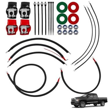 Imagem de Kit de cabo de bateria compatível com Dodge RAM Truck Gen 3 2003-2007 5.9L 790 Kit de cabo de bateria 24 válvulas CUMMINS Motor Diesel 2/0 Fio com curva de 90 graus Atstarte lug de partida reto