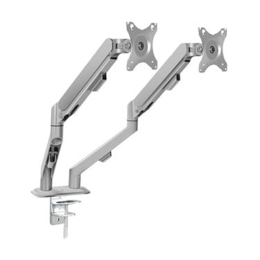 Imagem de Suporte de monitor duplo para a maioria das telas de 17 a 30 polegadas, cada braço comporta no máximo 9 kg, braço de suporte de mesa para monitor duplo com altura ajustável / inclinação/rotação