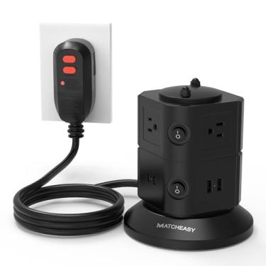 Imagem de MATCHEASY Filtro de energia GFCI com 6 tomadas, 4 portas USB (2 USB C e 2 USB A), protetor contra sobretensão 1050J, cabo de extensão de 16 m com plugue GFCI para casa/escritório/cozinha/dormitório
