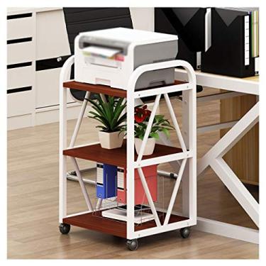 Imagem de Suporte de impressão, suporte de impressora de chão, estrutura de metal fixa, suporte para máquina de fax móvel, para escritório, sala de estar, copiadora, scanner (3 camadas), mesa de impressora (cor