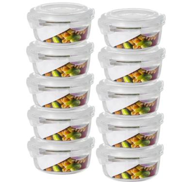 Imagem de Conjunto 10 Potes 400Ml Vidro Hermético Mantimentos Marmita