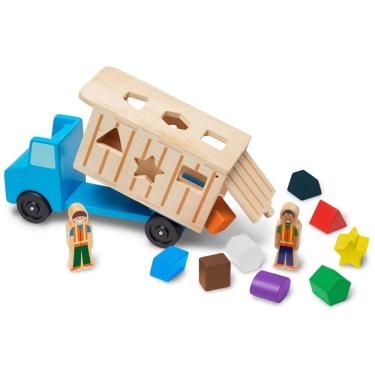Imagem de Caminhão Basculante Infantil de Madeira com Blocos de Formas Coloridas e Bonecos para Crianças Acima de 3 Anos, Melissa & Doug